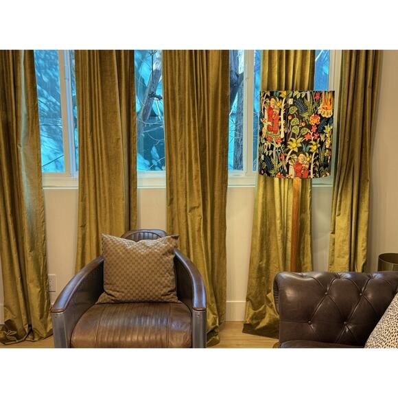 West Elm 1 Set Two (2) Luster Velvet Curtains 48x108 Wasabi - Picture 9 of 9
